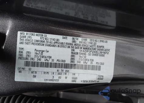 2014 Ford Focus Se z USA, uszkodzony, nr VIN 1FADP3F2XEL391872